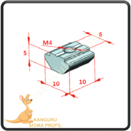 CHANNEL 6 T CHANNEL NUT M4,