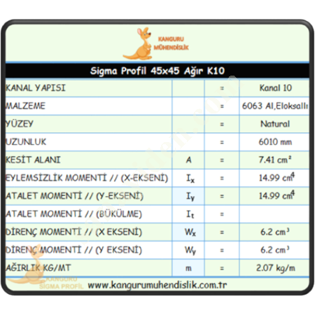 45X45 HEAVY SIGMA PROFILE K10, Profile- Sheet-Casting