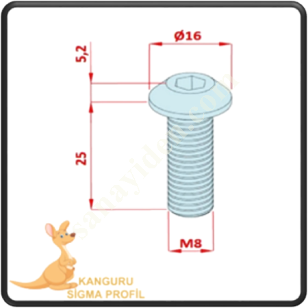 CHANNEL 8 FACE BOLT, Profile Fasteners