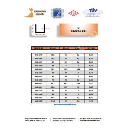 U PROFILES, Profile- Sheet-Casting