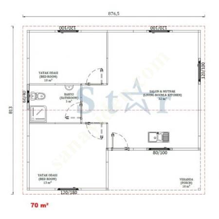 70 M² ÖN CAMLAR 120*180+KÖŞE SÖVE HEDİYELİ PREFABRİK, Yapı İnşaat