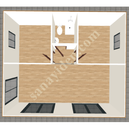 42M2 WOODEN THREE ROOM WC SHOWER -KITCHEN, Building Construction