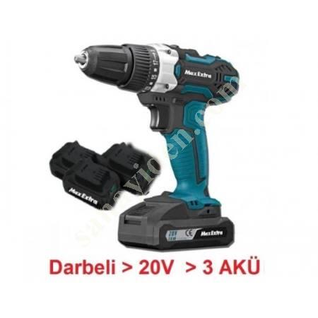 MAXEXTRA MXP 2050D DARBELİ ÜÇ AKÜLÜ MATKAP 20V, Akülü Vidalama- Matkap - Somun Sıkma