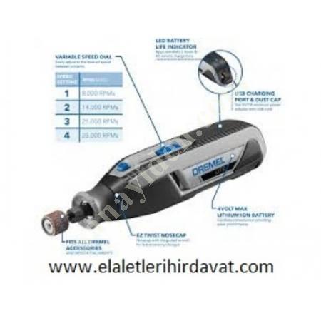 DREMEL 7760 Lİ-ON AKÜLÜ EL MOTORU SİSTEMİ 7.2V 1.0AH, Akülü El Aletleri