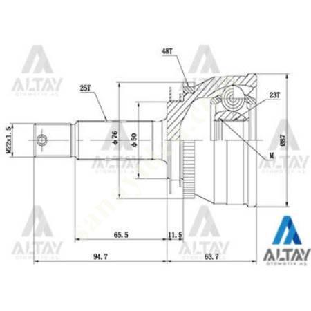 AXLE HEAD EXTERNAL ACCENT 06-11 ERA DIESEL ABS 48 TEETH 25X23X50, Spare Parts Auto Industry