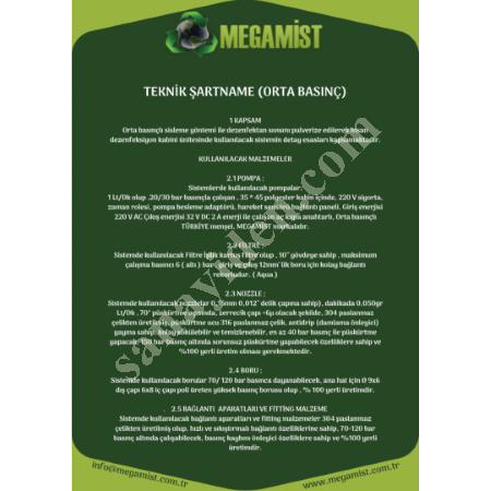 MEGAMİST ORTA BASINÇ HAZIR SET (SENSÖR VEYA TİMER SEÇENEKLİ), Sisleme Ve Nemlendirme Yüksek Basınç Elemanları